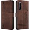 Bravoday Cover per Sony Xperia 1 III, Flip Custodia in Pelle PU Portafoglio Custodia per Sony Xperia 1 III, con Slot per Schede, Marrone