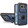LEHEHE Cover per Nothing Phone 4a, Custodia con Copriobiettivo Scorrevole, Anello Magnetico Girevole a 360 Gradi con Funzione Stand Guscio Antiurto Rinforzato-Blu