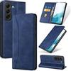 Phoona Cover per Samsung Galaxy S22 5G con 1 Vetro Temperato, Custodia Portafoglio Pelle PU Alta Qualità [Blocco Rfid][Antiurto][Magnetica][Porta Carte][Funzione Supporto] Libro Case Blu