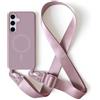 2NSPDRGNI Magnetica Cover con Collana Compatibile con Samsung Galaxy S21,Case con Laccio per Il Collo Custodia con Cordino,Rose Gold