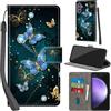 PHINIENLAND Cover per Samsung Galaxy S23 FE custodia portafoglio Farfalla | 3 scomparti carte, 1 tasca banconote, Chiusura magnetica, Supporto, Pelle PU flip cover per Samsung S23 FE