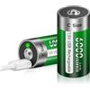Palogreen Batterie Baby C USB 6000 mWh - Confezione da 2 batterie ricaricabili al litio Baby C Lr14 ricaricabili USB ad alta capacità con cavo di ricarica di tipo C, indicatore di carica LED, 3 ore di ricarica