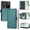 linsuyu Cover Compatible con ZTE Nubia Z60 Ultra 【Design a portafoglio due scomparti per carte】 Custodia per cellulare Green
