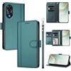 linsuyu Cover Compatible con Oppo A78 4G 【Design a portafoglio due scomparti per carte】 Custodia per cellulare Green