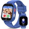 PTHTECHUS Smartwatch Bambini con Telefono 4G Videochiamata IP68 Impermeabile Blu