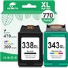 COLORETTO 338XL 343XL Cartuccia per HP 338 XL 343 XL Cartucce Nero e Colore | DeskJet 460 460c 460cb 460wbt 460wf 5490 5740 5740xi 5743 5745 5748 6520 6520xi 6540 6540dt 6540xi 6543 6548 6620