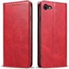 Mixroom - Custodia Cover Case a Libro Rosso per iPhone 8 con Stand in Ecopelle Chiusura Magnetica Formato Portafoglio Parte Interna in TPU Morbida con Bordi Piatti