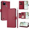 linsuyu Cover Compatible con Realme C21Y / C25Y 【Design a portafoglio due scomparti per carte】 Custodia per cellulare Red