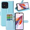 JIUNINE Cover per Xiaomi Redmi 12C, Custodia Libro in Pelle Sintetica Portafoglio Case Flip Antiurto [Slot per Schede] [Chiusura Magnetica] Compatibile con Xiaomi Redmi 12C, Blu
