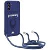 BGHHEU Cover con Cordino per Samsung Galaxy S23 FE 5G,Custodia con Collana Collo Silicone Antiurto Case,Protezione Fotocamera Slot Carte 360° Anello Supporto,Silicone Case,Blu