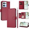 linsuyu Cover Compatible con Oppo Reno8 4G / Reno7 4G / F21 (F21S) Pro 【Design a portafoglio due scomparti per carte】 Custodia per cellulare Red
