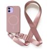 2NSPDRGNI Magnetica Cover con Collana Compatibile con iPhone 12/12 Pro,Case con Laccio per Il Collo Custodia con Cordino,Rose Gold