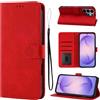 LSPCASA Custodia a portafoglio per Samsung Galaxy S26 Ultra, in pelle PU, con scomparti per carte, funzione leggio, crisantemo, rosso