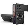LEHEHE Cover per Motorola Edge 60 Fusion/Edge 60, Custodia con Copriobiettivo Scorrevole, Anello Magnetico Girevole a 360 Gradi con Funzione Stand Guscio Antiurto Rinforzato-Nero