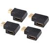 J&D 4-Pack Flat HDMI Adattatore, 90 Gradi Sinistra e Retto Angolo Placcato Oro Maschio a Femmina Adattatore HDMI Piatto Verticale