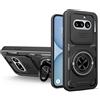 LEHEHE Cover per Nothing Phone 4a, Custodia con Copriobiettivo Scorrevole, Anello Magnetico Girevole a 360 Gradi con Funzione Stand Guscio Antiurto Rinforzato-Nero