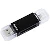 Hama - Lettore USB 2.0 Basic, OTG On The Go per Smartphone e Tablet, USB A/USB B Micro, SD, SDHC, SDXC, Micro SD, Micro SDHC