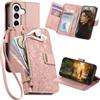 Ysnzaq Portafoglio Cover per Samsung Galaxy S26+ HY Rosa | Motivo Floreale in Rilievo Libro Cover, Pelle PU Flip Case con Porta Carte, Laccio, Stand per Samsung S26 Plus