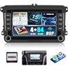 SIXWIN Qualcomm 8 Core 4+64G Android 15 Autoradio con CarPlay/Android Auto/DSP per VW Golf 5 Golf 6 Polo Passat Seat Touran Tiguan,7 Pollici HD Schermo con WiFi6 Navi Bluetooth 5.1 RDS/FM