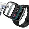 Acadeny 2 pezzi Custodia rigida compatibile con Amazfit Gts2 mini con pellicola protettiva,9H Durezza Hart PC Case sottile in vetro temperato per Smart, Nero+verde