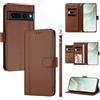 linsuyu Cover Compatible con Google Pixel 7 Pro 【Design a portafoglio due scomparti per carte】 Custodia per cellulare Brown