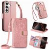FERLAN Cover per Samsung Galaxy A34 5G, Fiori Custodia a Libro Portafoglio Antiurto in Pelle PU Flip Case Interna Silicone con Porta Carte, Supporto, Chiusura Magnetica e Cinturino, Rosa