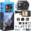 AKASO EK7000 Action Cam 4K, Fotocamera Subacquea WiFi 20MP, Impermeabile 30M, Microfono Esterno Compatibile, Telecomando, 2 Batterie 1050 mAh, Accesorios Multiples per Bicicletta Casco Sci Surf