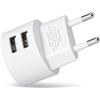 Vexnaro Adattatore Presa USB, Alimentatore Rete USB 2 Porte, Caricatore Multiplo Piatto 5V/ 2.1A, Compatibile con Prese IP44 e Avvolgicavo per Smartphone Tablet MP3 MP4 e Book Navigatore (Circolare*1)