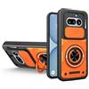 LEHEHE Cover per Nothing Phone 4a, Custodia con Copriobiettivo Scorrevole, Anello Magnetico Girevole a 360 Gradi con Funzione Stand Guscio Antiurto Rinforzato-Arancione