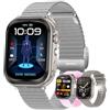 MYSHUN Smartwatch Uomo and smart watch donna Chiamata Bluetooth e Risposta Vivavoce, Smart Watch con100+ Modalità Sport Notifiche Messaggi Orologio Fitness Tracker per Android iOS (Argento)