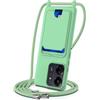 xinyunew Cover per Xiaomi Redmi 13C/Xiaomi Poco C65 con Cordino per Cellulare, Custodia Silicone con Regolabile Collana Slot Schede Case Protezione della fotocamera Antiurto con Necklace, verde