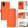 linsuyu Cover Compatible con TCL 30T (T603DL) 【Design a portafoglio due scomparti per carte】 Custodia per cellulare Orange