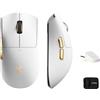MCHOSE K7 Ultra Mouse da gioco senza fili, stazione di ricarica magnetica | 42.000 DPI, Sensore PAW3950, Dual 8K Polling, Leggero 59 g, Wireless BT/2.4G/cablato, Batteria 500 mAh, PC/Mac, Bianco-Oro