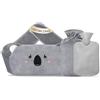 SOMLAW Borsa Acqua Calda 3 In 1, 130cm Borsa Dell'acqua Calda con Morbida Copertura in Vita, Gomma Naturale + Borsa Acqua Calda Peluche, per Alleviare il Dolore, Schiena (Koala - Gray)