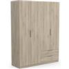Demeyere Armadietto Guardaroba Moderno con 4 Ante e 5 Ripiani 2 Cassetti, Colore Rovere Kronberg, 157.3 x 51.1 x 203 cm, Legno Ingegnerizzato