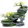 IBWell Ornamento per Acquario, Pietra Vista Montagna con Muschio, Roccia, Grotta, Paesaggio, Decorazione Artificiale per Acquario