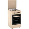Avilia Cucina a Gas 50x50 cm con Forno a Gas 49 Litri e 4 Fuochi di Diversa Potenza — Cucina a Gas Libera Installazione con Valvole di Sicurezza, Coperchio e Griglie Smaltate (Crema)