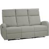 Totò Piccinni Divano Relax 3 POSTI EUREKA, Reclinabile Manuale con Maniglia Laterale, Imbottitura Ergonomica, Struttura in Legno (Tessuto Grigio Chiaro New)