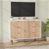 JiaOyu Credenza, comò per camera da letto con 6 cassetti, ampio comò in legno, credenza per soggiorno, corridoio, ingresso (bianco + kaki chiaro, 100 cm)