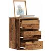 Drillkyn Cassettiera effetto legno anticato, 40 x 41 x 58 cm, con 3 cassetti, credenza per soggiorno, camera da letto, corridoio e sala da pranzo