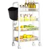 KATLKIU Carrello portaoggetti a quattro ripiani con secchio appeso e ruote bloccabili, 45x27x85 cm, adatto per cucine, bagni, lavanderie e uffici.