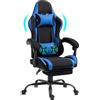 Delman Sedia da ufficio da gaming, in tessuto, con USB, per il gioco, ergonomica, con poggiapiedi, poggiatesta, cuscino lombare, sedia girevole da gaming, sedia girevole 02-0040 (blu)