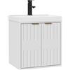 UEV Mobile Bagno a 2 Ante in Rilievo con Lavabo in Resina 49x37,5x50 Bianco | Mobiletto Bagno Sospeso con Unico Design e Praticità, Set Mobili Salvaspazio per Bagno Piccolo con Motivo in Rilievo