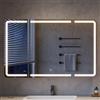 mojiasion Mobile Bagno Specchio con Luce e Contenitore - Armadietto a Specchio 3 Ante, Larghezza 100 cm - Specchio Bagno LED 3 Colori Dimmerabile - Specchiera Bagno con Ricarica USB+Prese