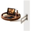 auvstar Tavolino Rotondo Pieghevole Parete,Tavolo Pieghevole 720°Regolabile | Tavolino Girevole Salvaspazio con Braccio Regolabile,Vassoio Sospeso,ideale per Comodini,Camere da letto,Balconi e Soggiorni