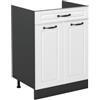 Vicco Mobiletto base cucina R-Line, Bianco country/Antracite 60 cm | Frontale in MDF · Senza piano di lavoro · Piedini regolabili in altezza · 1 Ripiano · Liberamente combinabile