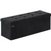 SONGMICS Cassapanca, Pouf Contenitore, Poggiapiedi Pieghevole da 38 x 110 x 38 cm, Ottomano, Regge fino a 300 kg, per Soggiorno, Camera da Letto, Entrata, Nero Inchiostro LSF277B01