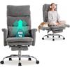 UEV Sedia Ergonomica Alta&Grande con Braccioli Reversibili 90°-180°, Grigio | Poltrona Ufficio Ergonomica con Poggiatesta Regolabile e Poggiapiedi Retrattile, Sedia da Scrivania, 70 x 65 x 116-123 cm