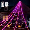 Mineup 5M Luci Ragnatela, 455 LED Ragnatele Halloween, Ragnatele di Halloween con 8 modalità, Ragno e Telecomando, Decorazione di Halloween per Esterni per Feste al Chiuso e all'Aperto