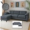 Mendler Divano con penisola HWC-O71, divano angolare L, tessuto (320 g/m²) legno 84x229x140cm - grigio scuro